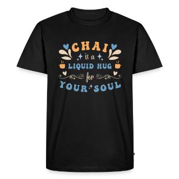 Chai Latte Tea Drink tea drinkers - Men's Premium Organic T-Shirt - black - Front - Nico (187cm)