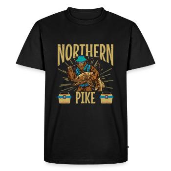 Brochet Pêcheur D’eau Douce Bigfoot Pêcheur - T-shirt Premium bio Homme - noir - Devant - Nico (187cm)