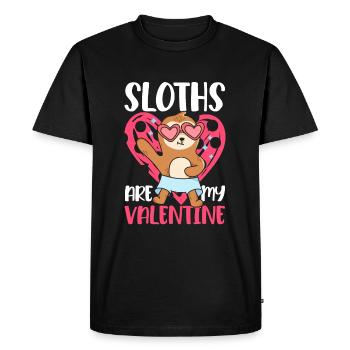 Valentine's Day Gift February 14 Cute Sloth - Men's Premium Organic T-Shirt - black - Front - Nico (187cm)