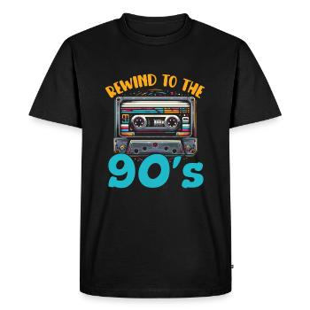 Années 90 Mélomanes Années 90 - T-shirt Premium bio Homme - noir - Devant - Nico (187cm)