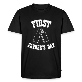 Première célébration de la fête des pères amusante - T-shirt Premium bio Homme - noir - Devant - Nico (187cm)