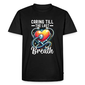 Infirmière en soins palliatifs, formée - T-shirt Premium bio Homme - noir - Devant - Nico (187cm)