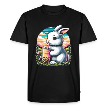 Boisson au thé à bulles Funny Boba Tea Lover - T-shirt Premium bio Homme - noir - Devant - Nico (187cm)