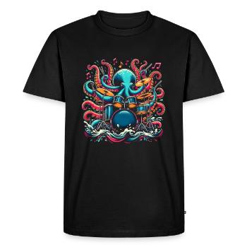 Drummer Drums Octopus Octopus - Men's Premium Organic T-Shirt - black - Front - Nico (187cm)