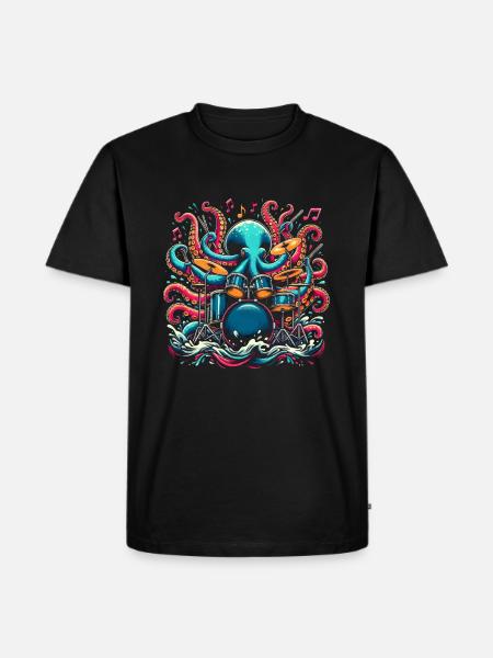 Drummer Drums Octopus Octopus - Men's Premium Organic T-Shirt - black