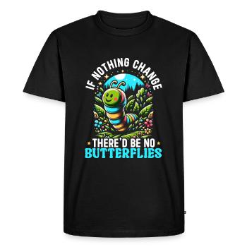 Chenille de papillon ver mignon - T-shirt Premium bio Homme - noir - Devant - Nico (187cm)