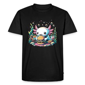 Kawaii Axolotl Walking Fish Mexican - Men's Premium Organic T-Shirt - black - Front - Nico (187cm)