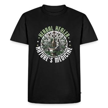 Herbalism, Herbal Medicine, Natural Healing - Men's Premium Organic T-Shirt - black - Front - Nico (187cm)