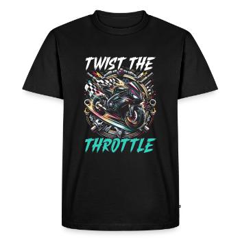 Funny motorcycle lover riding motorcycle. - Men's Premium Organic T-Shirt - black - Front - Nico (187cm)