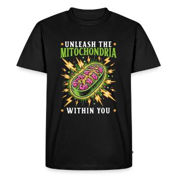 Drôle de professeur de biologie de l’énergie mitochondriale - T-shirt Premium bio Homme - noir - Devant - Nico (187cm)