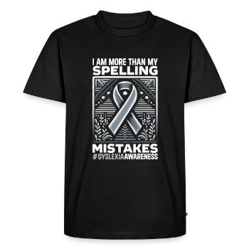 Mois de la sensibilisation à la dyslexie - T-shirt Premium bio Homme - noir - Devant - Nico (187cm)