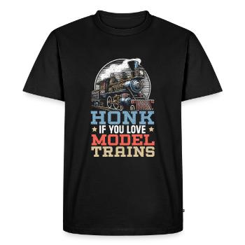 Model Railway Railway - Men's Premium Organic T-Shirt - black - Front - Nico (187cm)