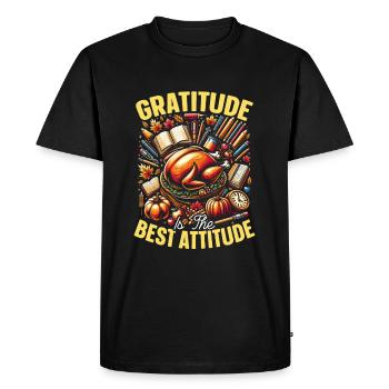 Dinde de Thanksgiving Reconnaissante Bénie Heureuse - T-shirt Premium bio Homme - noir - Devant - Nico (187cm)