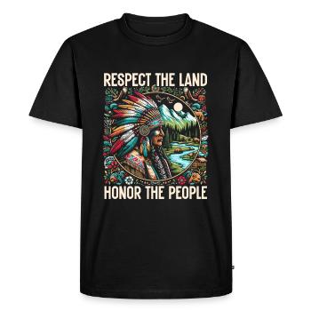 Tribu amérindienne Cherokee Apache - T-shirt Premium bio Homme - noir - Devant - Nico (187cm)