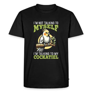 Perroquet amoureux de la calopsitte - T-shirt Premium bio Homme - noir - Devant - Nico (187cm)