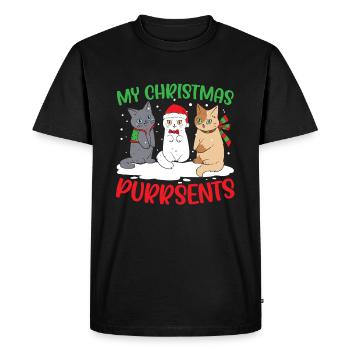 Fête de Noël des chats - T-shirt Premium bio Homme - noir - Devant - Nico (187cm)