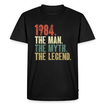 Né en 1984, l’homme, le mythe, la légende - T-shirt Premium bio Homme - noir - Devant - Nico (187cm)
