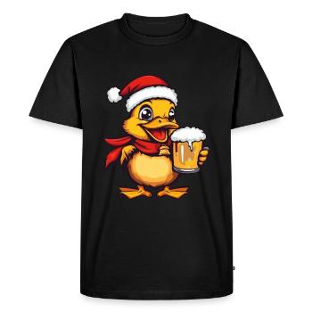 Ente Weihnachten Bier Lustig - Männer Premium Bio T-Shirt - Schwarz - Vorne - Nico (187cm)