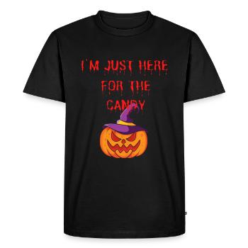 Terrible inscription sur holloween. J’aime les bonbons. - T-shirt Premium bio Homme - noir - Devant - Nico (187cm)