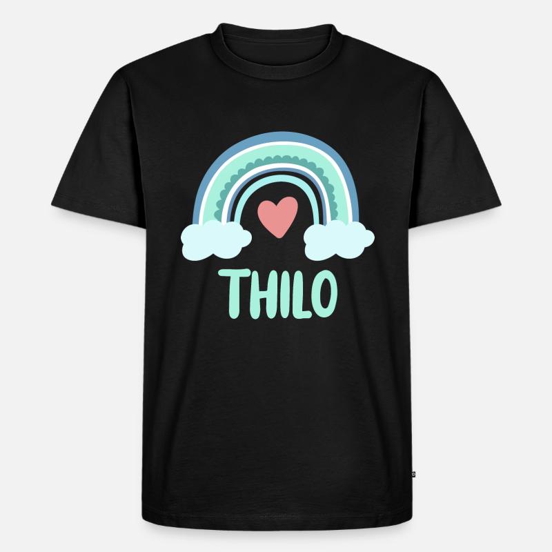 Thilo Name Regenbogen Baby - Männer Premium Bio T-Shirt - Schwarz