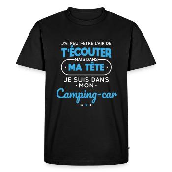 Dans ma ma tête je suis dans mon camping-car - T-shirt Premium bio Homme - noir - Devant - Nico (187cm)