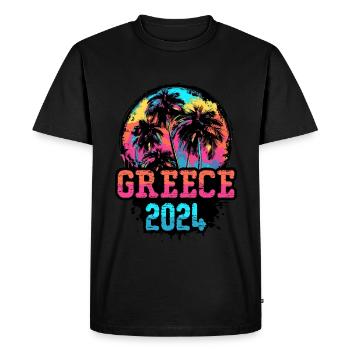 Greece 2024 Team Palm Trees Multicolored - Men's Premium Organic T-Shirt - black - Front - Nico (187cm)