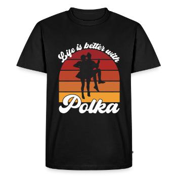 La vie est meilleure avec Polka - T-shirt Premium bio Homme - noir - Devant - Nico (187cm)