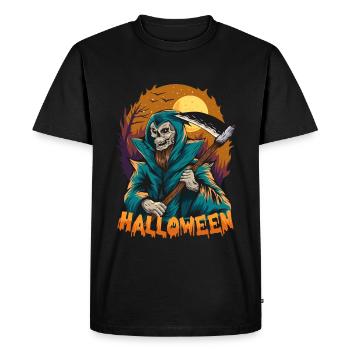 Halloween citrouille horreur - T-shirt Premium bio Homme - noir - Devant - Nico (187cm)