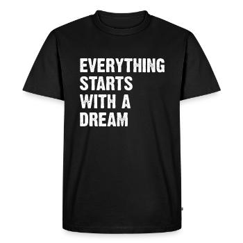 Tout commence par un rêve - T-shirt Premium bio Homme - noir - Devant - Nico (187cm)