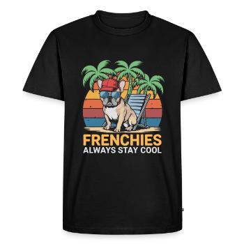 Bouledogue français Frenchie cool sur la plage - T-shirt Premium bio Homme - noir - Devant - Nico (187cm)