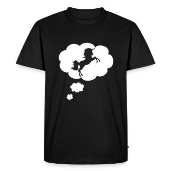 Licorne dans la bulle de pensée - T-shirt Premium bio Homme - noir - Devant - Nico (187cm)