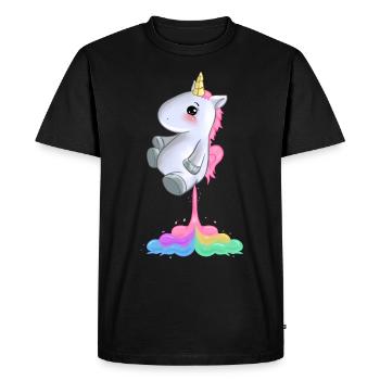 Funny Unicorn farting Rainbow Colors Fart Gave Ide - Herre Premium økologisk T-shirt - sort - Foran - Nico (187cm)