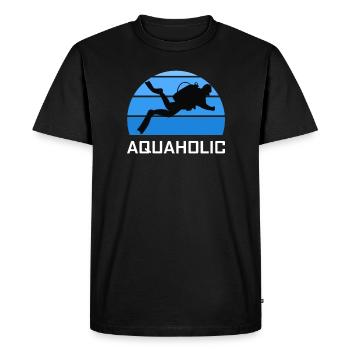 Aquaholic Scuba Diver Funny Love Diving Ocean - Men's Premium Organic T-Shirt - black - Front - Nico (187cm)