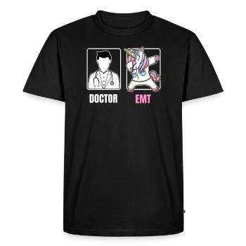 Emt tamponner licorne drôle ennuyeux docteur citation amusant - T-shirt Premium bio Homme - noir - Devant - Nico (187cm)