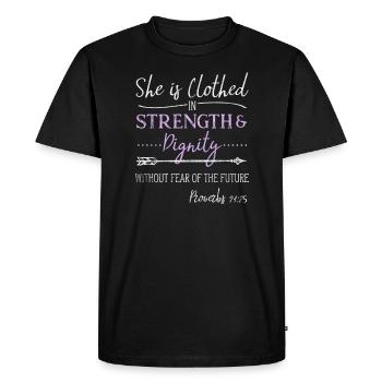 Dignité de force vêtue chrétienne pour femmes - T-shirt Premium bio Homme - noir - Devant - Nico (187cm)