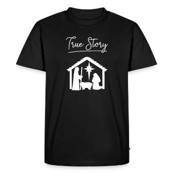 Christian Christmas True Story Jesus Celebrate - T-shirt Premium bio Homme - noir - Devant - Nico (187cm)