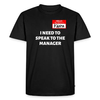 Costume de Karen / Parler au gérant / Drôle - T-shirt Premium bio Homme - noir - Devant - Nico (187cm)