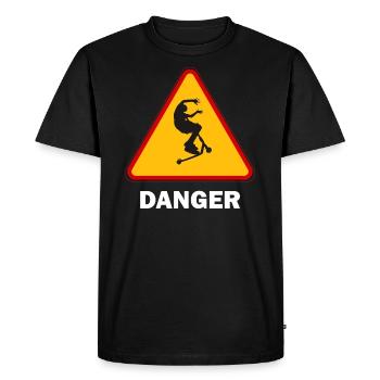 Cascades on a freestyle scooter DANGER - Men's Premium Organic T-Shirt - black - Front - Nico (187cm)