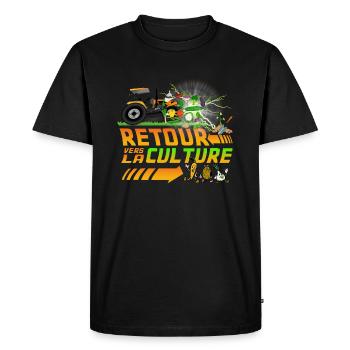 Retour Vers La Culture - Cadeau Humour - T-shirt Premium bio Homme - noir - Devant - Nico (187cm)