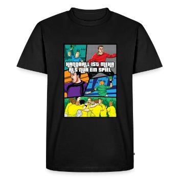 Handball Comic - T-shirt Premium bio Homme - noir - Devant - Nico (187cm)