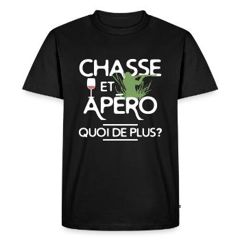 hunting and aperitif - Men's Premium Organic T-Shirt - black - Front - Nico (187cm)