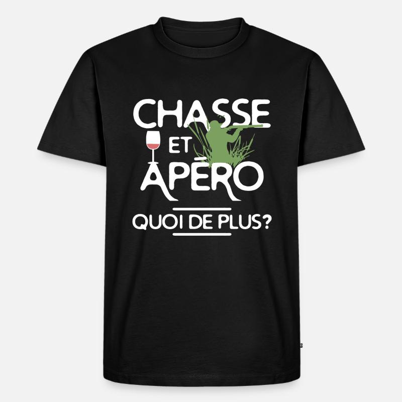 Jagd und Aperitif - Männer Premium Bio T-Shirt - Schwarz