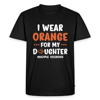 Je porte de l’orange pour ma fille sclérose en plaques SEP - T-shirt Premium bio Homme - noir - Devant - Nico (187cm)