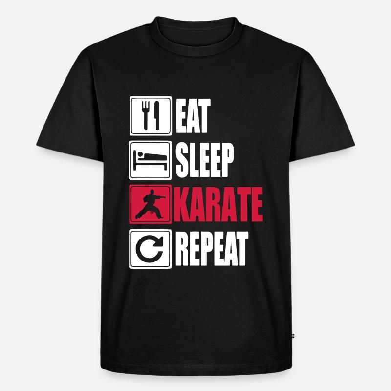 Eat Sleep Karate Repeat - Männer Premium Bio T-Shirt - Schwarz