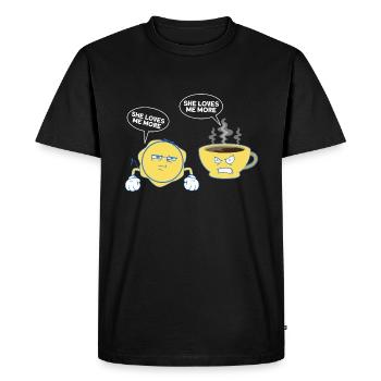 Broderie au point de croix au point de croix - T-shirt Premium bio Homme - noir - Devant - Nico (187cm)