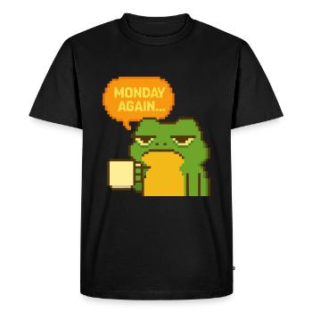 Grenouille du lundi en style pixel - T-shirt Premium bio Homme - noir - Devant - Nico (187cm)