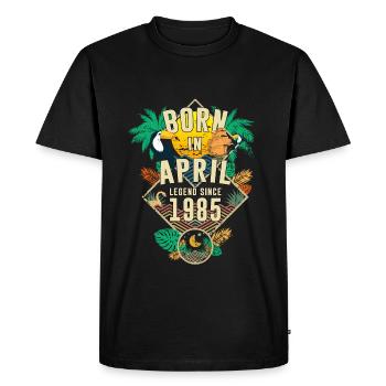 1985 Birthday April Retro Palme Legend Since - Men's Premium Organic T-Shirt - black - Front - Nico (187cm)