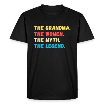 La grand-mère. Les femmes. Le mythe. La légende - T-shirt Premium bio Homme - noir - Devant - Nico (187cm)