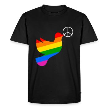 Dove of Peace Rainbow Flag Peace - Men's Premium Organic T-Shirt - black - Front - Nico (187cm)