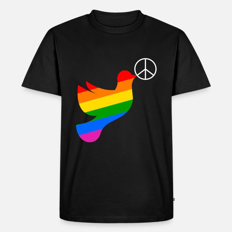 Friedenstaube Regenbogenfahne Peace - Männer Premium Bio T-Shirt - Schwarz